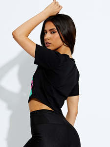 Camiseta Corta Personalizada para Mujer, Informal, de Poliéster/Algodón, con Estampado Gráfico, Manga Corta, Venta al Por Mayor - Product Image 2