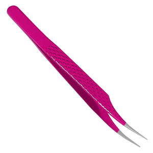 Pince à épiler courbée en acier inoxydable de haute précision, à faible MOQ, pointe lisse, couleur rose, emballage personnalisé, volume personnalisable - Product Image 5