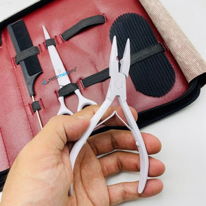 Kit d'outils professionnels de haute qualité en acier inoxydable pour extensions de cheveux, avec logo personnalisé, pinces blanches - Product Image 2