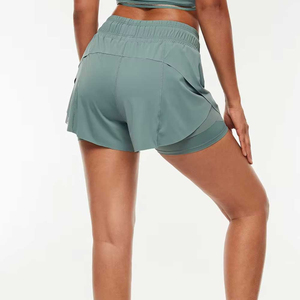 <b>Women</b> <b>Pocket</b> Gym <b>Shorts</b> High Waist Running Workout Fitness Yoga Sports Stretch Breathable Active Wear OEM ODM Custom Pattern - Product Image 2