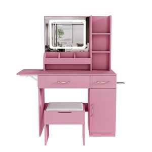 LED <b>Mirror</b> Lights <b>Vanity</b> Desk with Power Outlet Charging Station 3 Drawers and 7 Shelves Storage Makeup Dressing <b>Table</b> - Product Image 5