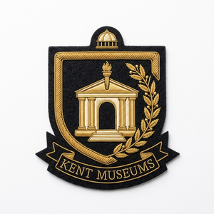 Custom Hand Embroidered Bullion Badge Private Label Fashion Safety <b>Pin</b> Gold Wire Historical Emblem Merchandise Bulk - Product Image 1