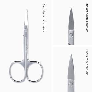 Custom Logo <b>Small</b> Stainless Steel Ceramic Handle Straight <b>Safe</b> Sharp Nose Hair Trimming Eyebrow Scissors Beauty Care Tool ANAAIF - Product Image 2