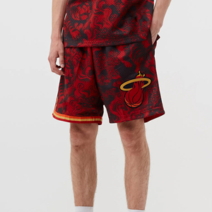 Pantalones Cortos de Baloncesto Rojos de Color Sólido para Hombre de los Miami Heat, Cintura Media, Cordón Ajustable, Secado Rápido, Transpirables, Estilo Deportivo, Impresión Digital - Product Image 2