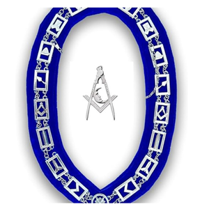 Luxury Blue Velvet Masonic Chain <b>Collar</b> Metal Emblem Necklace with Magnetic <b>Pin</b> Badge for Custom Lodge Regalia and Ceremony - Product Image 1