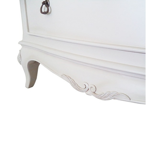 Elegant Handcrafted Classic French <b>White</b> Solid Mahogany Low <b>Chest</b> of <b>Drawers</b> Storage Furniture with Intricate Design - Product Image 2