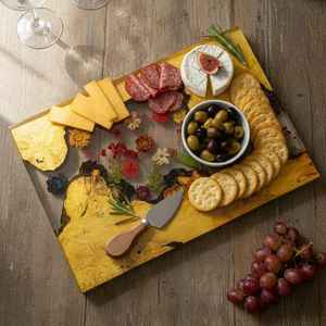 Bandeja de Resina Epoxi de Madera Natural con Incrustaciones Artísticas Estilo Río, Tabla Decorativa Hecha a Mano y Duradera para Mesa de Comedor y Café - Product Image 5