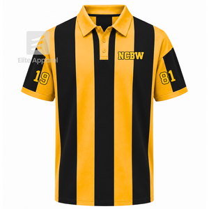 Custom NCBW 100 <b>Black</b> <b>Women</b> Sorority Striped <b>Polo</b> <b>Shirt</b> with Embroidered Logo Front <b>Black</b> gold casual short Sleeve for Female - Product Image 1