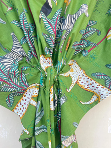 Caftan en coton Kaftan floral indien Caftan long Robe pour les mamans Vêtements de nuit pour couvrir la plage Kaftan indien Robe Maxi - Product Image 5