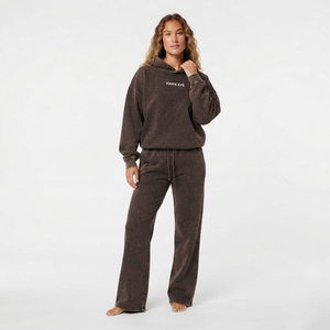 Conjunto de dos piezas de algodón de alta calidad para mujer, estilo oversize con hombros caídos, lavado ácido, estampado personalizado, venta al por mayor, chándal de moda. - Product Image 5