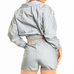 <b>Women's</b> Solid Two Piece Gym Set Long Sleeve Waterproof Windbreaker <b>Jacket</b> Shorts Hoodie Plus Size Breathable 100% Nylon 2026 - Product Image 3