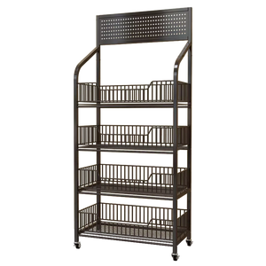 ชั้นวางสินค้าเหล็กแบบด้านเดียว 4 ชั้น สำหรับของเล่น ร้านขายของชำ และเคาน์เตอร์แคชเชียร์ร้านสะดวกซื้อ - Product Image 1