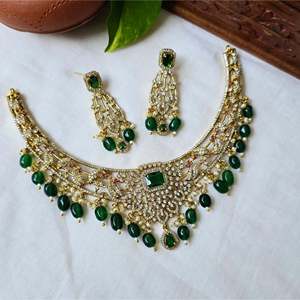 Victorian Green Peacock Fine Beaded Necklace - Product Image 2