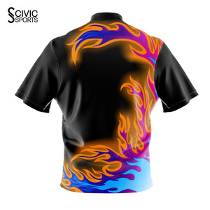 Wholesale Custom Design Your Own Sublimated <b>Bowling</b> Jersey High Quality Polyester Men Vintage Zipper - Product Image 2