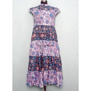 Robe longue décontractée élégante pour femme, coupe ample, style simple, boutonnage simple, en coton imprimé floral, respirante et naturelle, vente en gros - Product Image 1