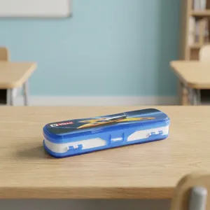 VIKAS Original <b>MINI</b> Pencil Box Durable Plastic Organizer Case for Carrying Pens Pencils Sharpener <b>Scale</b> Eraser and School - Product Image 3