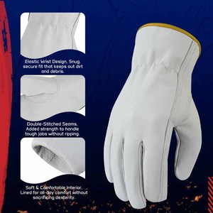 <b>Top</b> Grade Goatskin Leather Driving Gloves Heat & <b>Spark</b> Resistant Work Protection Custom Logo Outdoor Activities Gardening Gloves - Product Image 4