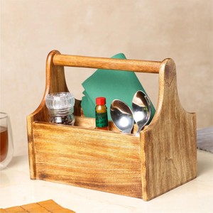 Wooden Utensil <b>Caddy</b> Handle Eco-Friendly Food Safe Flatware Organizer Storage Box for Kitchen <b>Tools</b> Vietnamese Cutlery Holder - Product Image 4