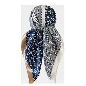 Women's Square <b>Silk</b> Scarf Geometric Print Elegant Multi-Functional Fashion Accessory All Seasons - Product Image 1