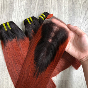 Prix fournisseur 100% perruque humaine vietnamienne vierge à lacets droite couleur bronze extensions de cheveux super doublement étirées - Product Image 2