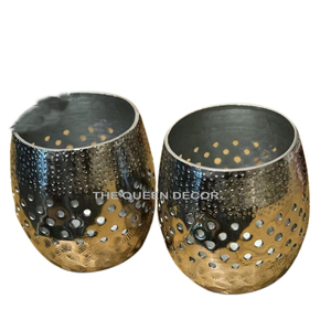 Unique Style Stainless Steel Metal <b>Round</b> Shape Sets Of 2 Golden Finished <b>Brush</b> Holder Creative Handcrafted - Product Image 1