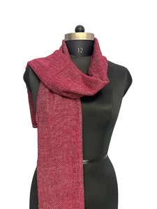 Exclusive Burgundy Twill Striped Stole for Women, 28x80 Inch Handmade <b>Wool</b> Acrylic Scarf, Soft Winter Fiber Elegant <b>Wrap</b> Shawl - Product Image 3
