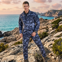 Ensemble uniforme de combat Ripstop pour homme : Chemise tactique BDU à manches longues et pantalon cargo multipoches, équipement de plein air pour la randonnée et la chasse