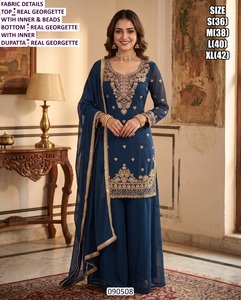 Kurti Zari Whisper traditionnel pour femmes, longueur au sol, en georgette Bhandhani - Product Image 2
