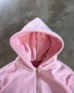 Sudadera con capucha rosa de alta calidad, estilo streetwear, con cremallera, para hombre, informal, estilo crop. - Product Image 5