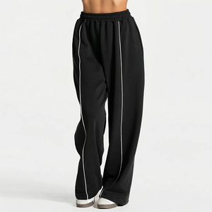 Pantalon de yoga taille haute pour femme, coupe large et droite, décontracté, avec taille élastique, pour le fitness et l'entraînement en salle de sport - Product Image 6