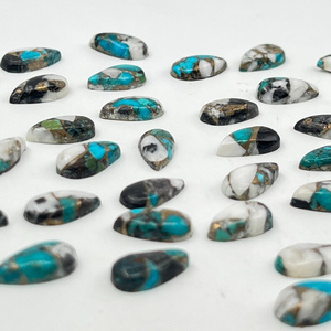Pierre précieuse turquoise bleue de forme poire longue, cabochon, en vrac, pour la création de bijoux - Product Image 3
