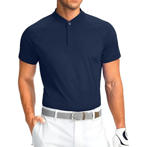 Chemise de golf pour homme, coupe ajustée, tissée unie, impression numérique, personnalisable ODM, 92% coton, 8% élasthanne, manches courtes, sans col - Product Image 5