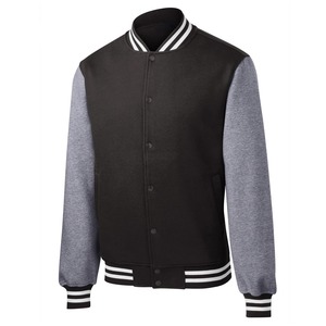 Veste universitaire noire et grise pour homme, couleur unie, col rabattu, manches classiques, vêtement d'extérieur décontracté pour l'automne - Product Image 1