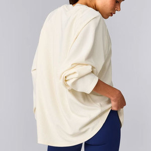 New Casual Top Women Plus Size V Neck Longline Oversize Comfortable Shirt <b>Long</b> <b>Sleeve</b> Rib Cuffs Quick Dry Sweat Wicking - Product Image 2