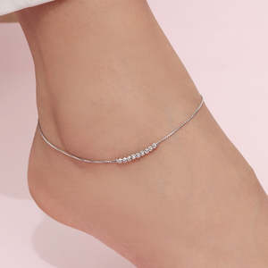 Chaîne de cheville sophistiquée en argent 925 plaqué or rose avec perles, bijoux fins faits à la main, produit en gros, cadeau minimaliste pour femme - Product Image 3
