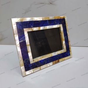 Handmade Resin Inlay <b>Photo</b> <b>Frame</b> with Mother Pearl Blue Decorative Tabletop <b>Frame</b> Portable Modern Design for Home Wedding Gift - Product Image 4