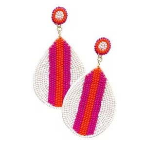 Pendientes de guante de boxeo hechos a mano con cuentas, pendientes largos con borlas de patrón retro, pendientes colgantes coloridos con cuentas en forma de lágrima para - Product Image 5