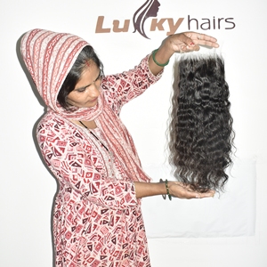 Cheveux humains indiens naturels bruts, qualité vierge, prix de gros, extensions bouclées avec closure HD 6*6, non traités, cuticules alignées - Product Image 3