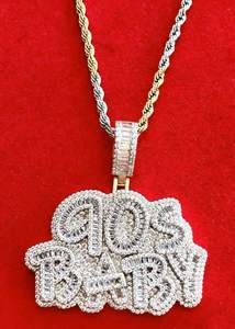 Wholesale Iced Hip Hop Certificated Sterling Silver Fashion Streetwear <b>Necklace</b> <b>Name</b> Letter <b>Custom</b> Mask Pendant Moissanite Party - Product Image 4