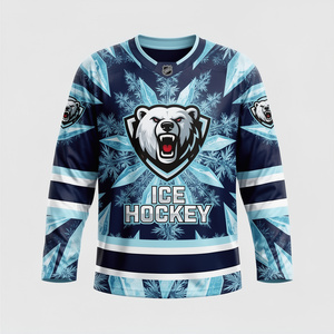 Camiseta Sublimada de Hockey sobre Hielo para Hombre, Manga Larga, Cuello Redondo, Poliéster que Absorbe la Humedad, Ropa Deportiva, Corte Regular, Invierno - Product Image 1