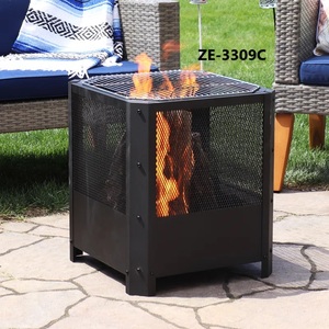 Modern <b>Outdoor</b> Fire Pit <b>Table</b> Bioethanol Fuel Stainless Steel Powder Coated Freestanding Eco-Friendly With Fire Glass - Product Image 1