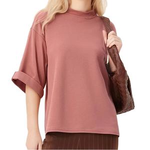 Camiseta de Algodón Ecológica Formal para Mujer con Logotipo Personalizado al por Mayor, con Forro Polar, Manga Corta, Diseño Liso, Verano, OEM - Product Image 1