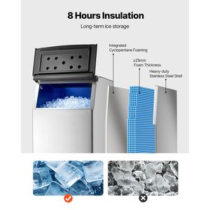 Attrezzatura di Refrigerazione per Cucine Commerciali, Contenitore per Ghiaccio in Acciaio Inox ad Alta Capacità 500 LBS, Caratteristiche Antiscivolo Regolabili - Product Image 3