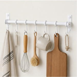 Wholesale Wall Mounted Pot and Pan Hanging Rack Rail with <b>Hooks</b> Stainless Steel <b>Kitchen</b> Utensil Organizer <b>Kitchen</b> Utensil Holder - Product Image 6