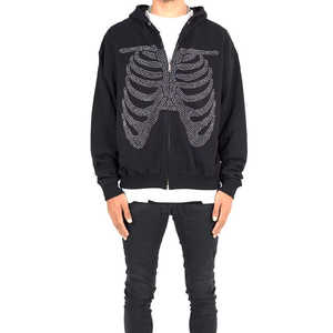 Sweat à capuche en coton 100% fabriqué en usine, avec strass, séchage rapide, pour l'extérieur, hiver, manches longues, sweat à capuche avec strass - Product Image 5