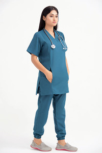 EVERGLOW Conjunto de Uniforme Médico Unisex Rosa de Algodón y Poliéster, Blusas y Camisas de Hospital con Función de Detección de Agujas, Sin Costuras - Product Image 6