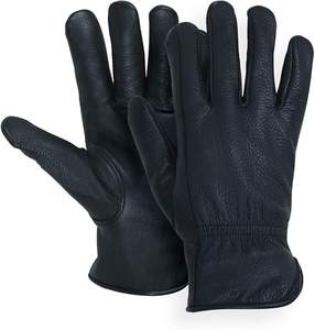 Guantes de Cuero de Piel de Ciervo Negra de Grano Completo para Hombre - Product Image 1