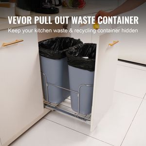 Cestino per Rifiuti a Doppio Scomparto Estraibile con Porta Scorrevole, Capacità di Carico 110 Libbre, Accessori per Mobili da Cucina - Product Image 2