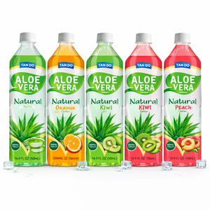 Bebida de Jugo de Aloe Vera de 500 ml con Pulpa, Marca Privada, Natural, con Sabor a Naranja, Kiwi y Durazno, Fabricante y Proveedor de Bebidas OEM - Product Image 1