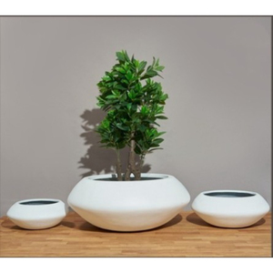 Juego de Macetas de Fibra de Vidrio SwamiG TradeX, Diseño Esférico con Acabado Blanco, Decoración para Plantas de Interior, Orificio de Drenaje, Ecológico y Ligero - Product Image 3